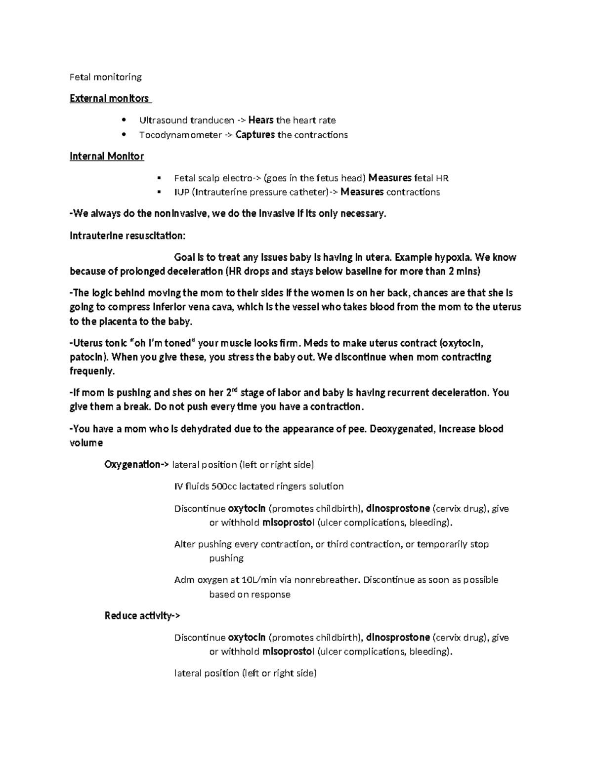 Week 2 OB study guide - lecture notes - Fetal monitoring External ...