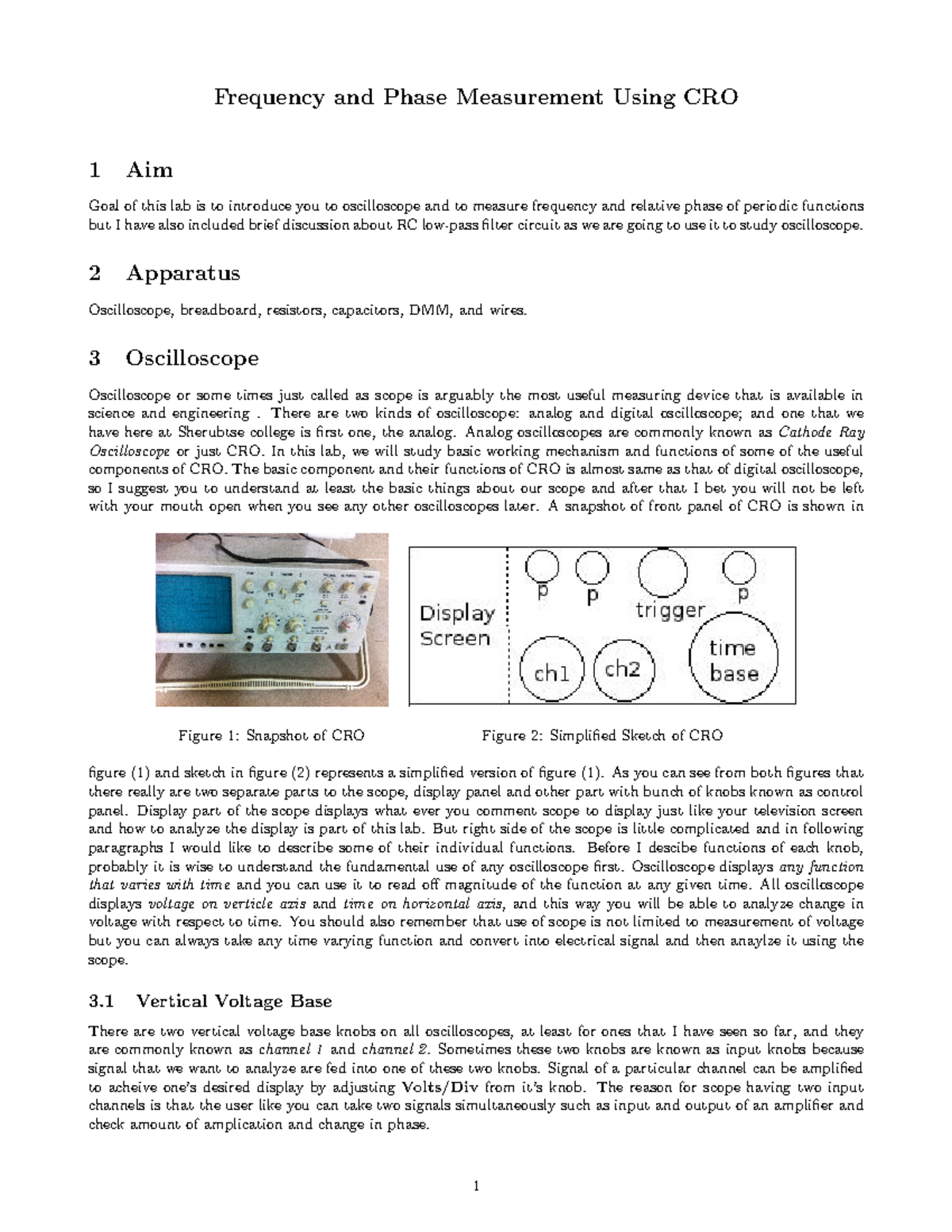 Frequency and Phase Measurement Using CRO Frequency and Phase