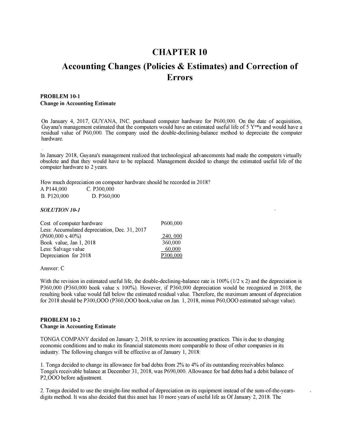 Audit of Accounting Changes and Correction of Errors - CHAPTER 10 