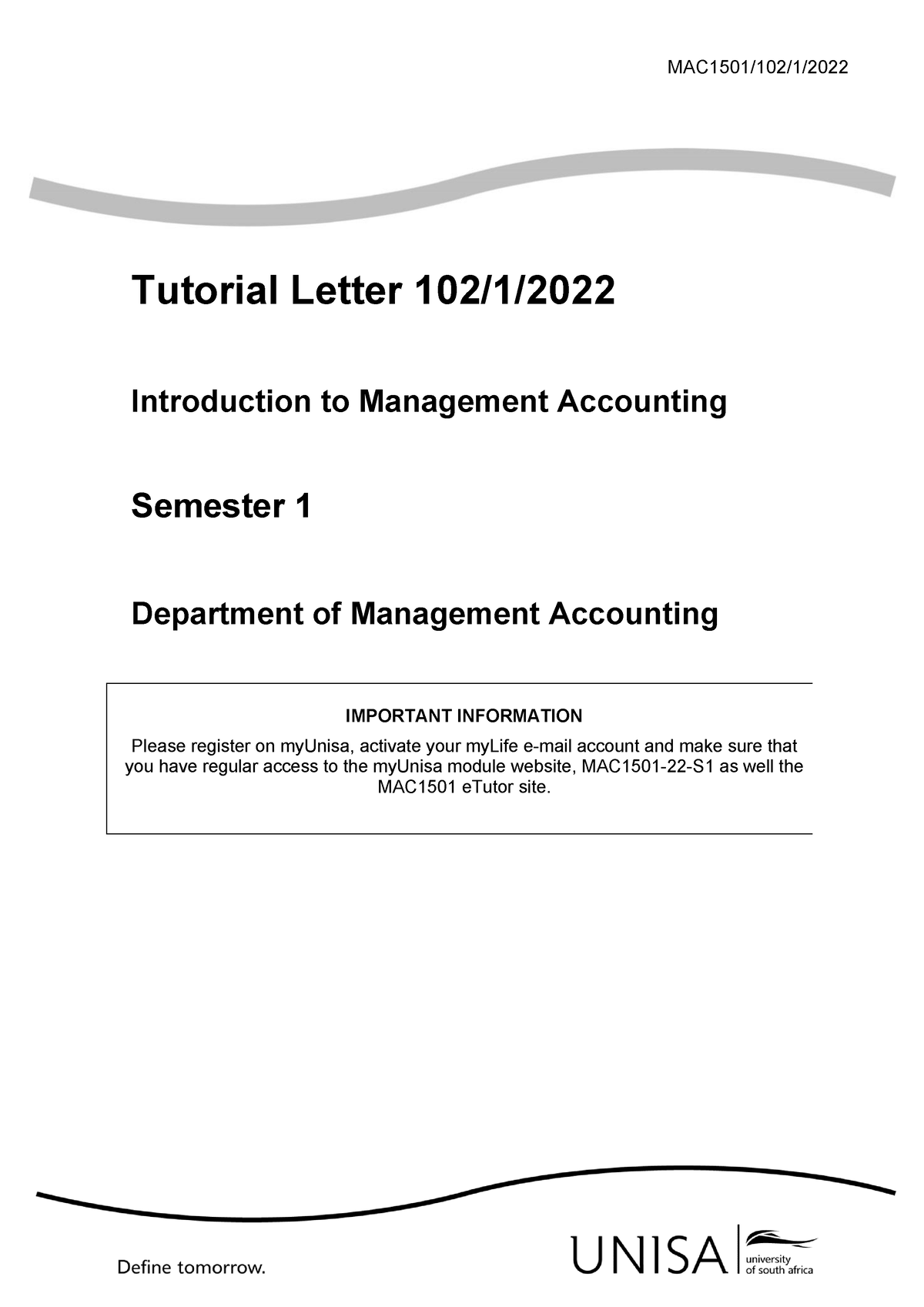 MAC1501 2022 TL 102 1 B - MAC1501/ 102 /1/ 2022 Tutorial Letter 102 /1 ...