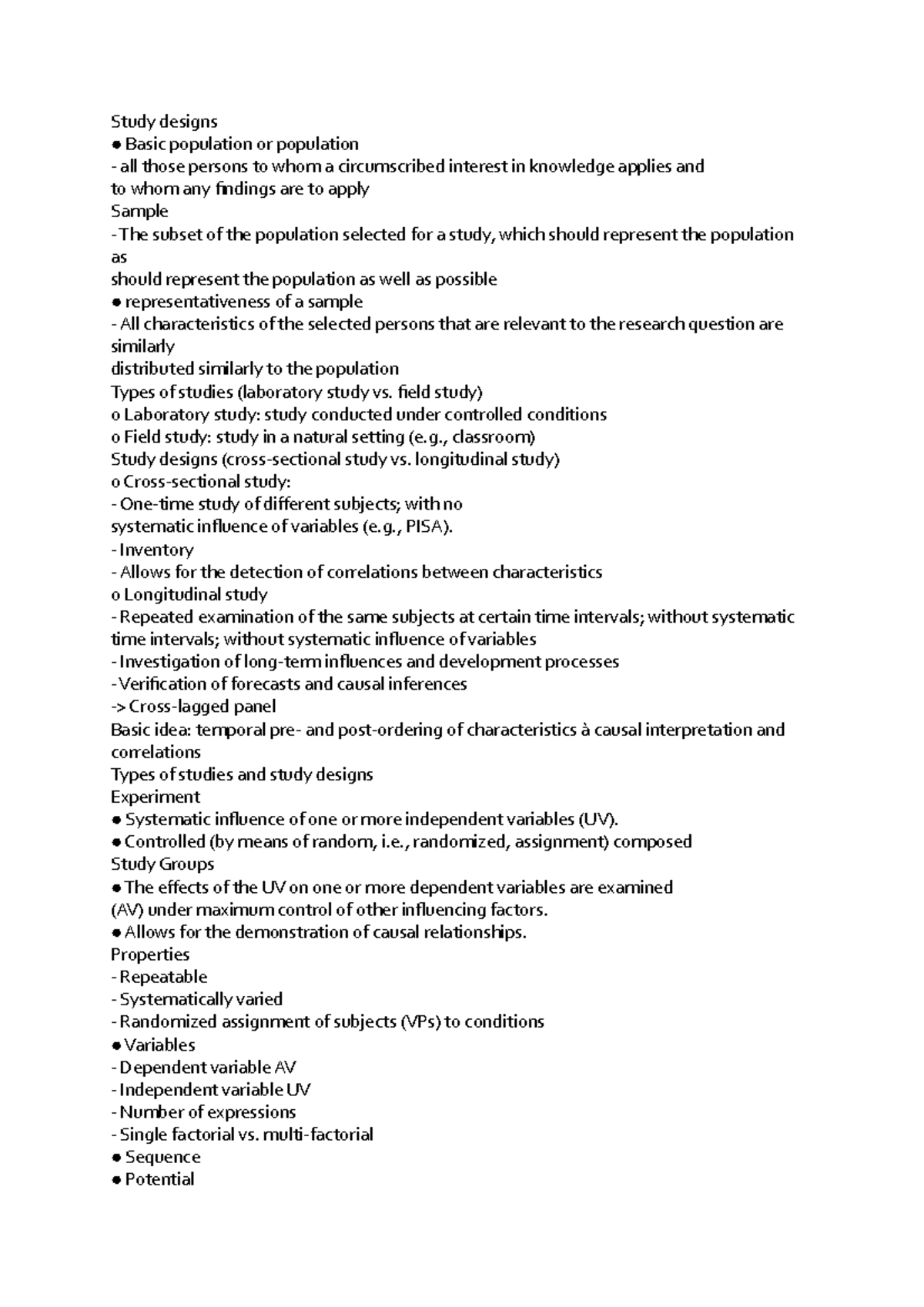 Study designs - Lecture notes 11 - Study designs Basic population or ...