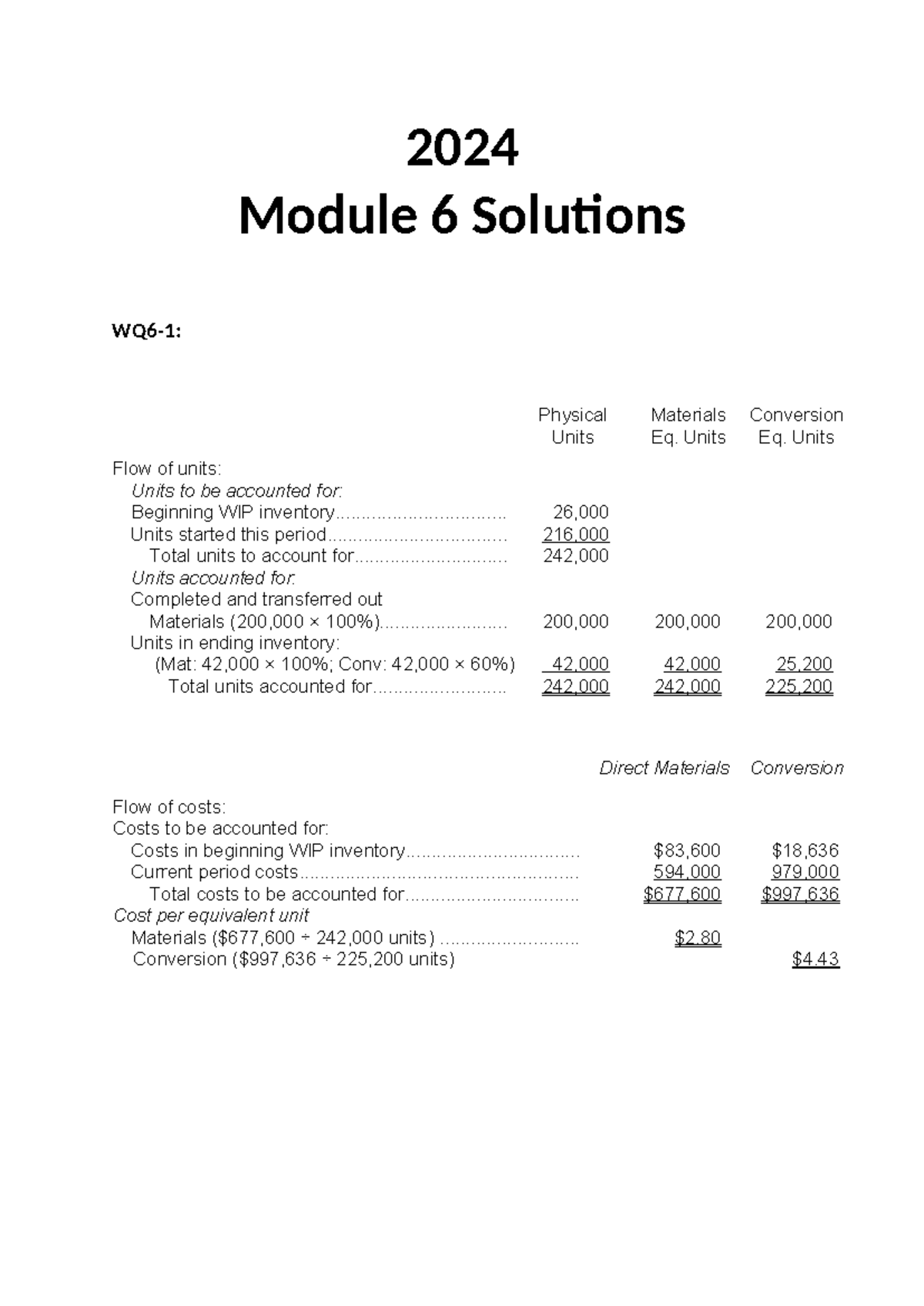 Module 6 Solutions - 2024 - 2024 Module 6 Solutions WQ6-1: Physical ...