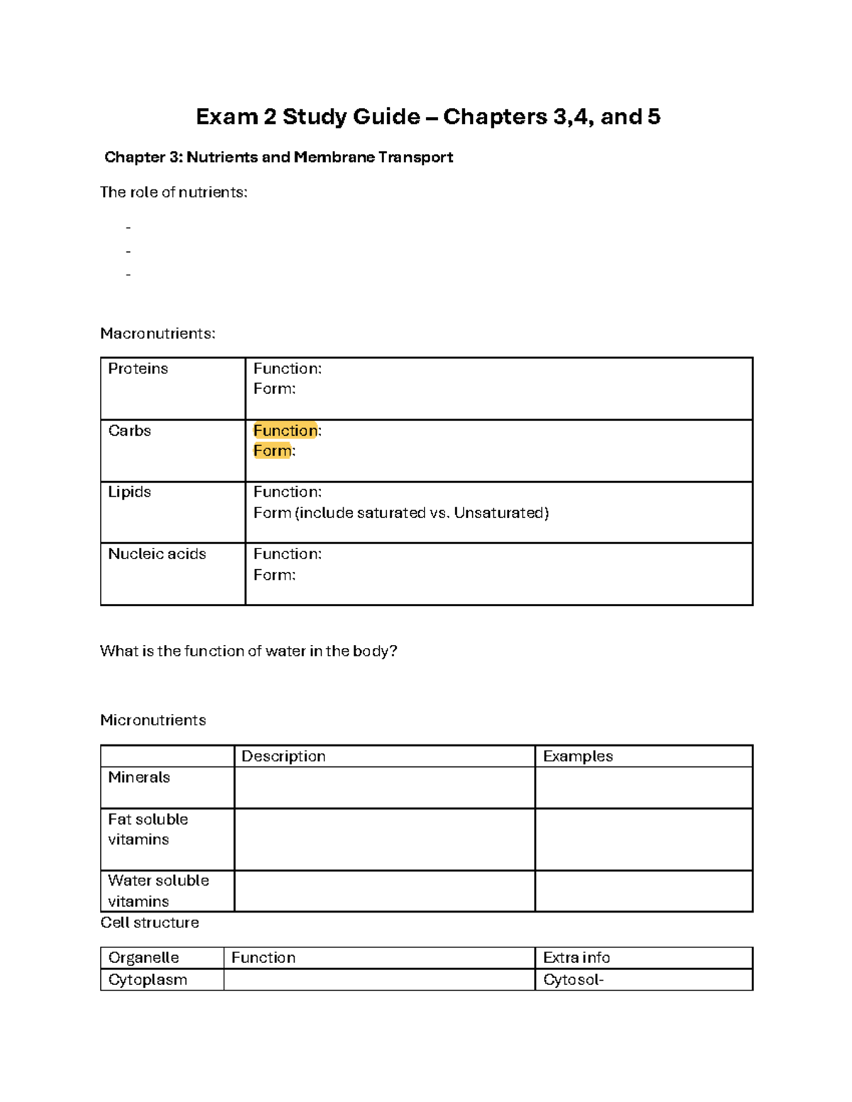 Exam 2 Study Guide - Exam 2 Study Guide – Chapters 3,4, and 5 Chapter 3 ...