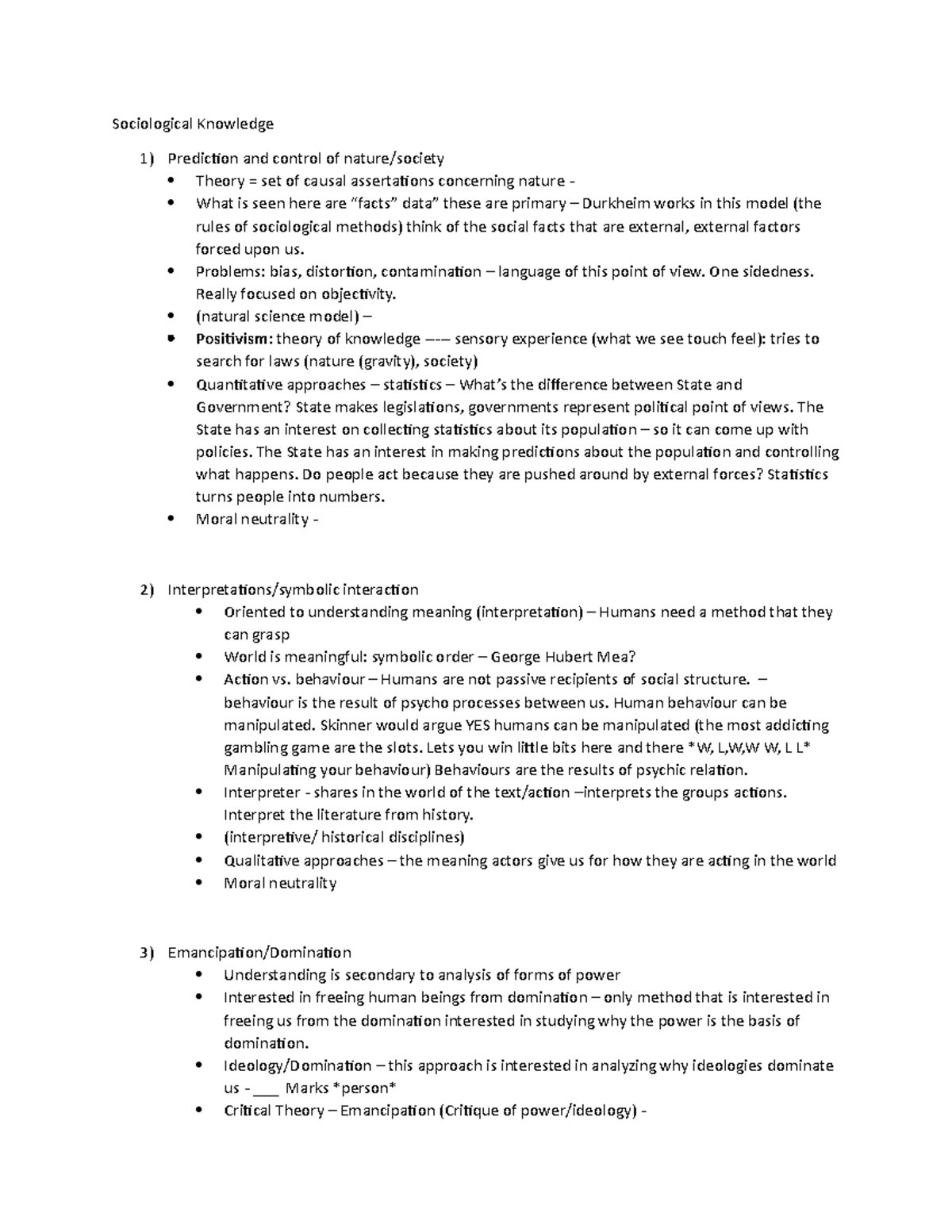 Sociological Knowledge Sociological Knowledge Prediction and control of nature/society Theory