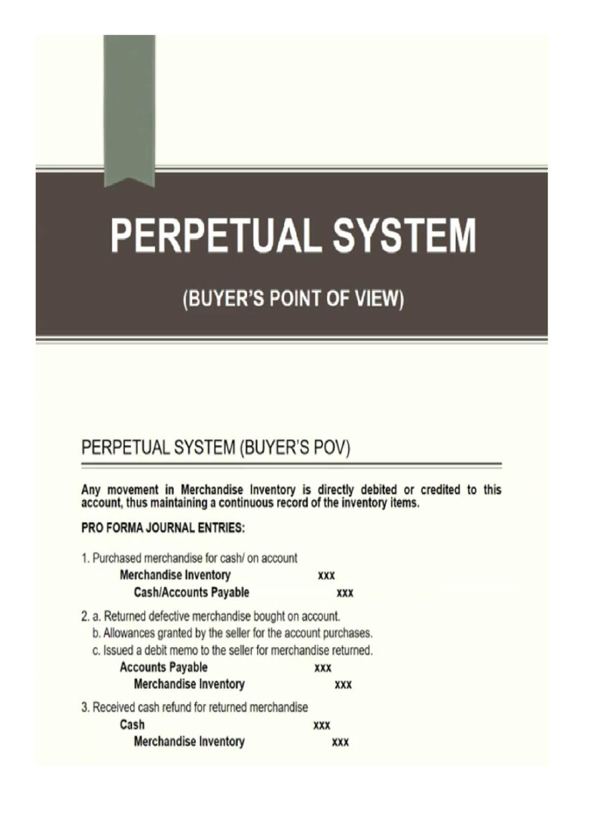 4 Perpetual System (Buyer and Seller POV) - Cost of Sales xxx ...