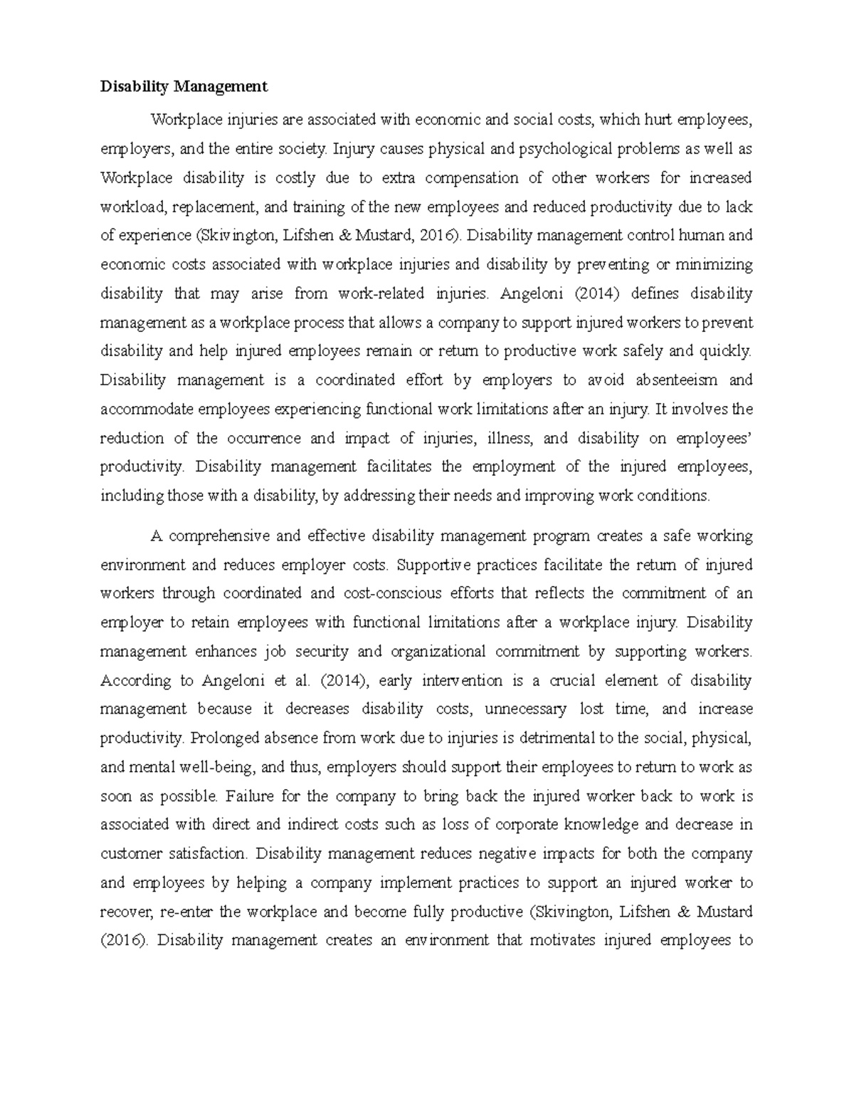 Disability Management and Budget - Disability Management Workplace ...