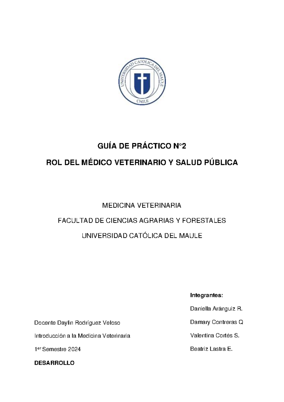 Práctico N°2 Rol del médico veterinario y Salud Pública - GUÍA DE ...