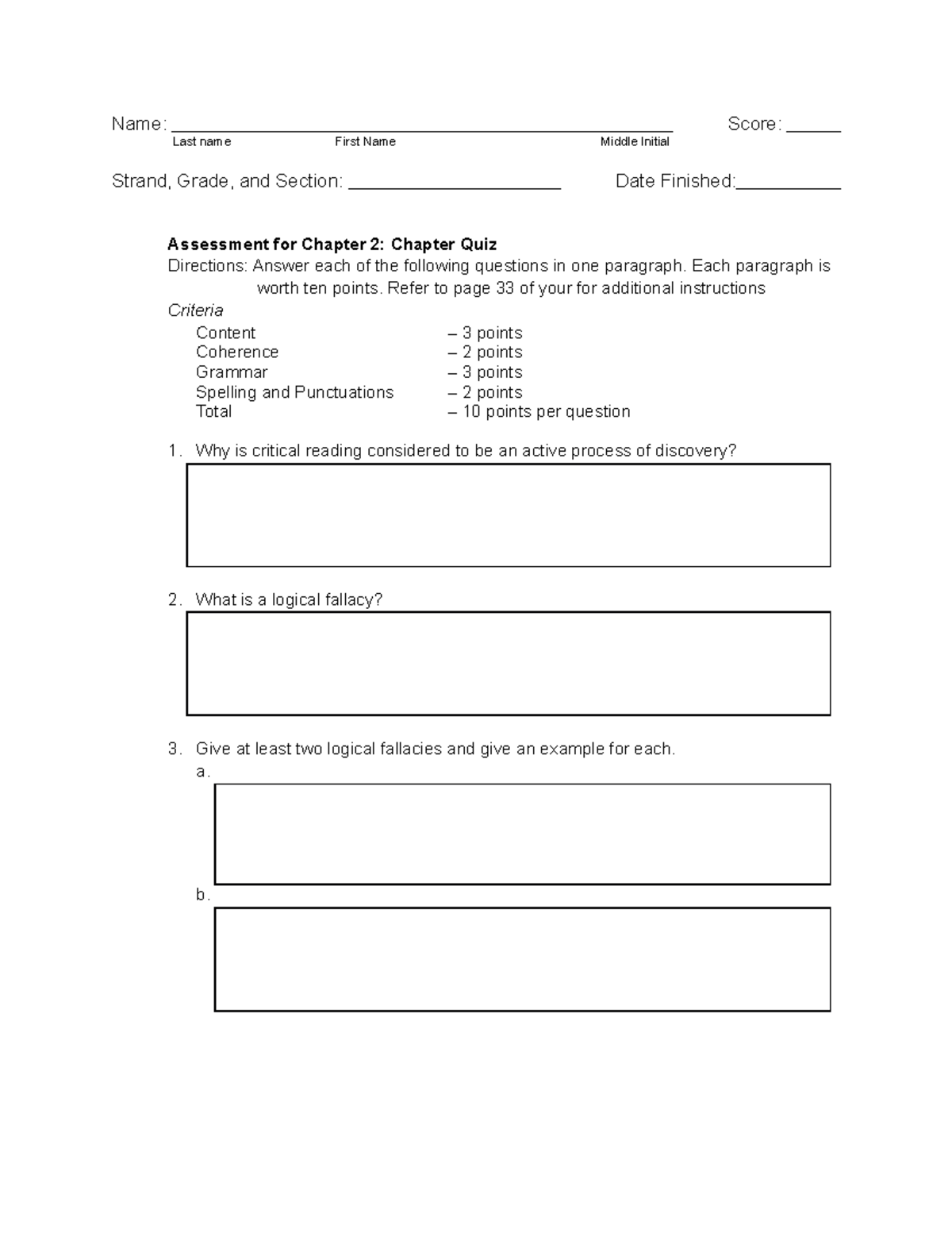 Serving the Roast Essay Name Score Last name First Name Middle