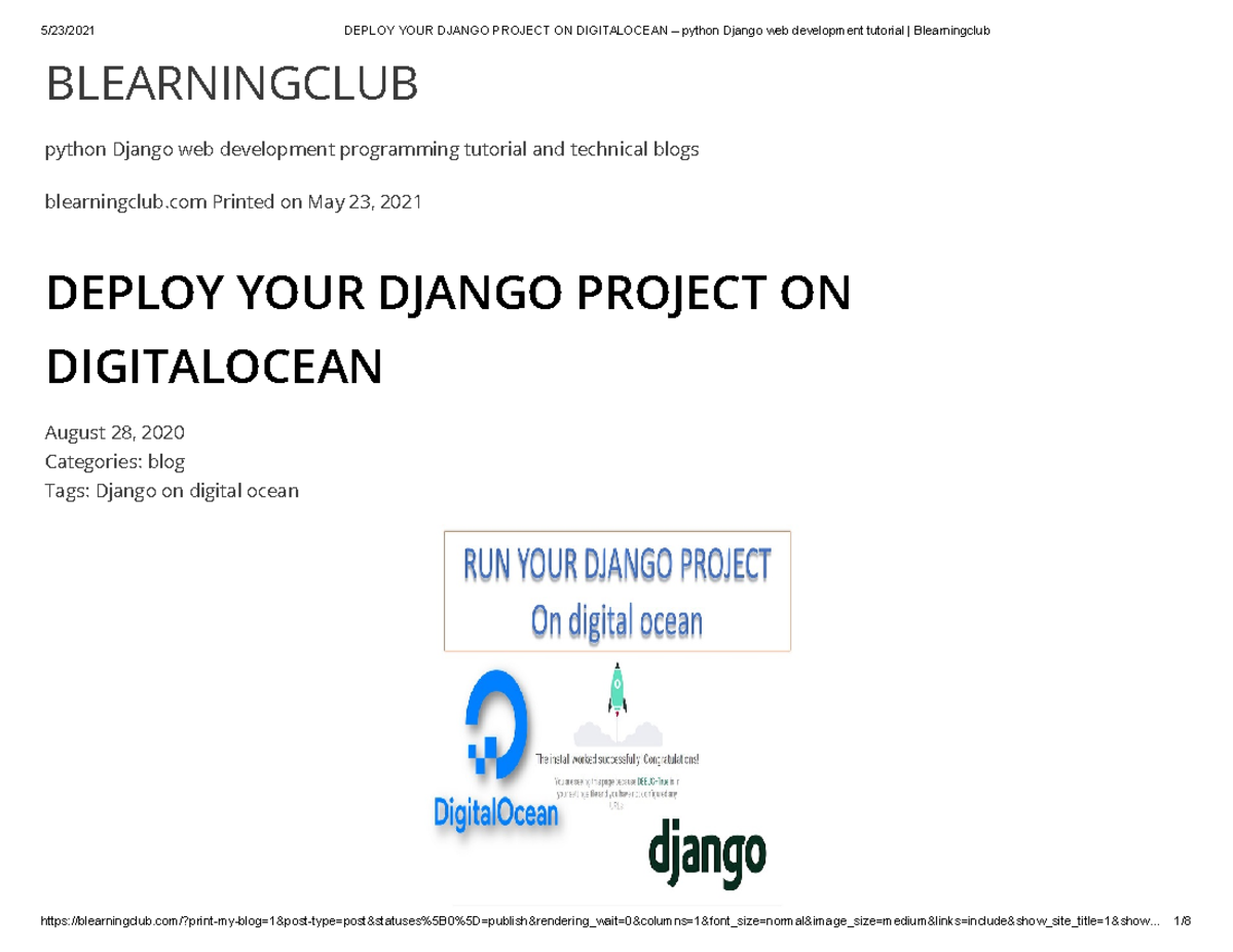 Deploy YOUR Django Project ON Digitalocean Blearningclub uh Otr Fz ...