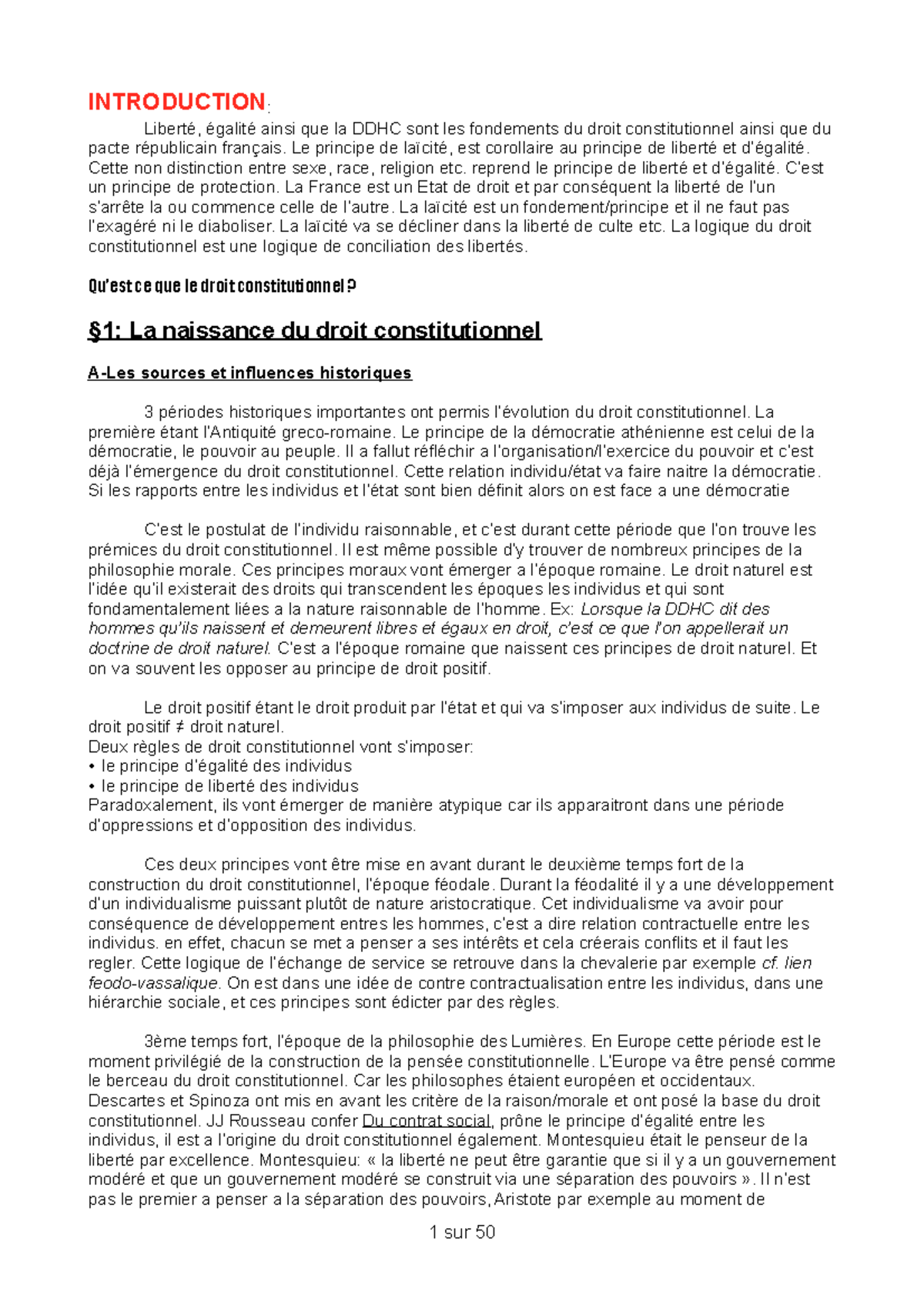 Droit Constitutionnel S1 - INTRODUCTION : Liberté, égalité Ainsi Que La ...