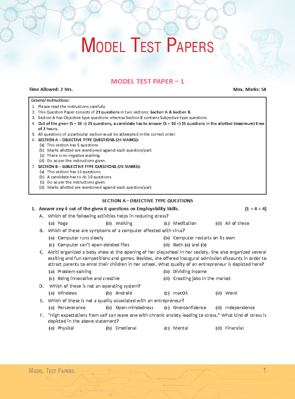 AI Sample Papers - Hhhhhhh - M odel T esT P aPers 1 Model TesT P aPers ...