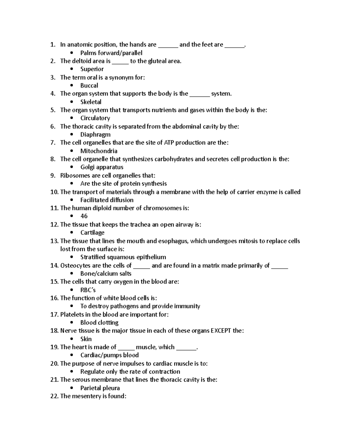 Quiz chapters 1-5 - ahe 110 quiz chapter 1-5 - In anatomic position ...