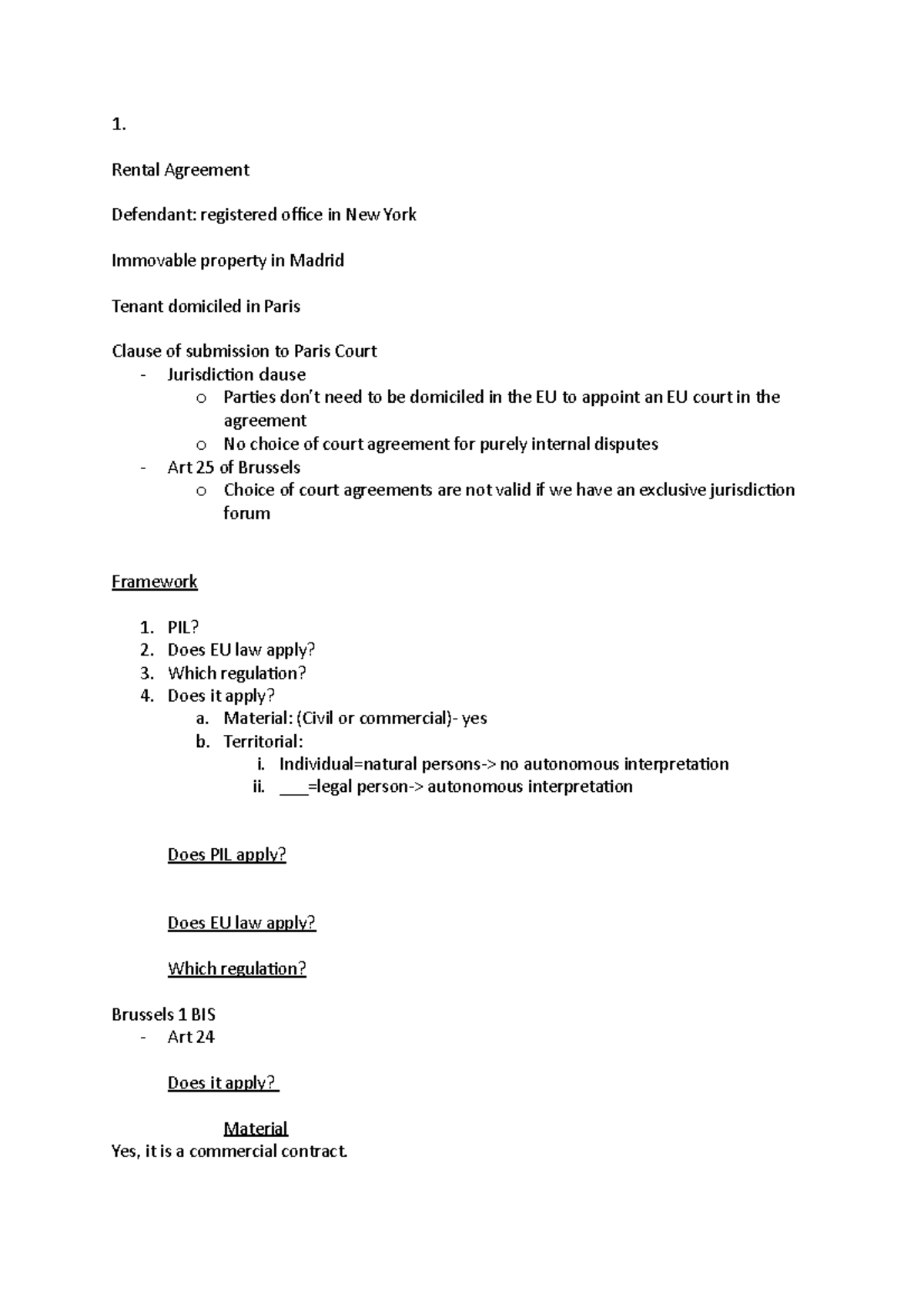 PIL Draft - 1. Rental Agreement Defendant: registered office in New ...