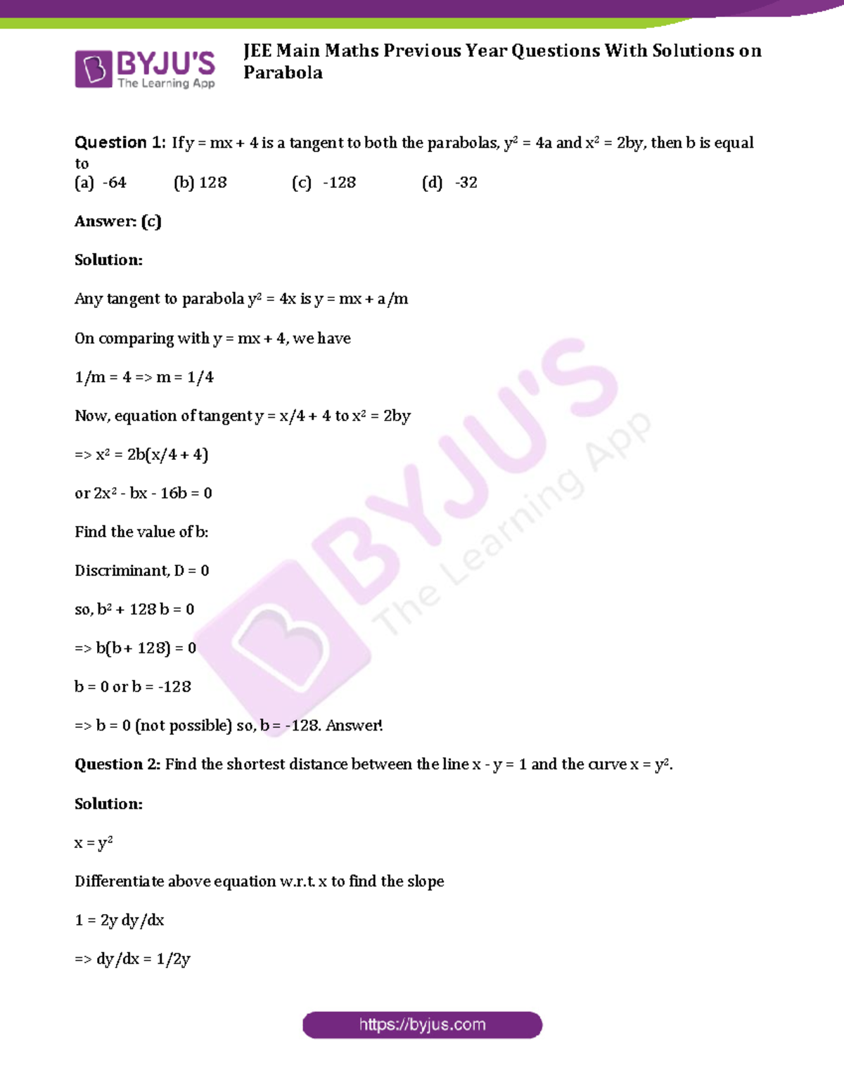 JEE-Main-Maths-Previous-Year-Questions-With-Solutions-on-Parabola ...