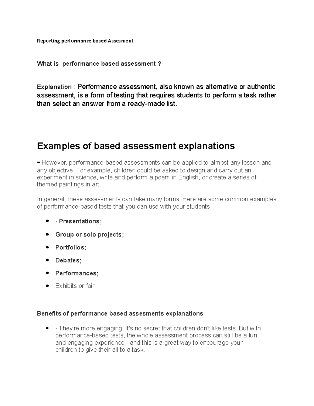 Report Explainations - asxzsczsasd - Reporting performance based ...