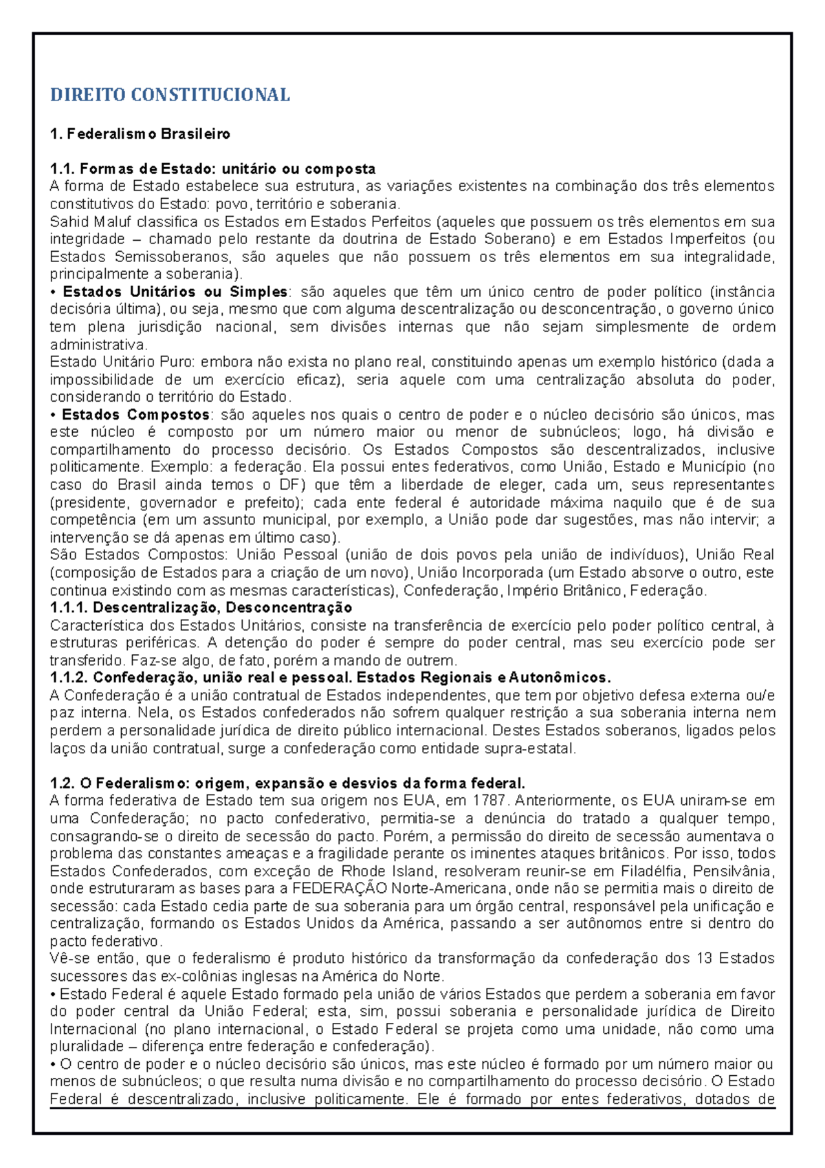 Direito Constitucional - Resumo 1 - DIREITO CONSTITUCIONAL 1 ...