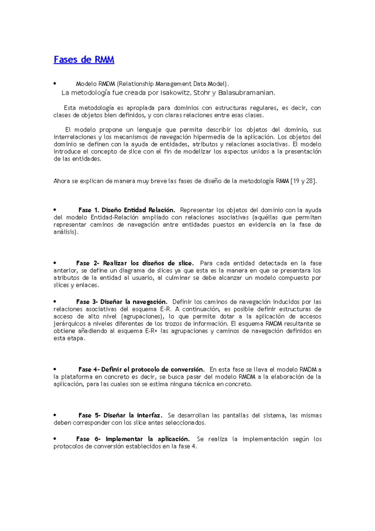 Fases de RMM - FGFDG - Fases de RMM Modelo RMDM (Relationship ...