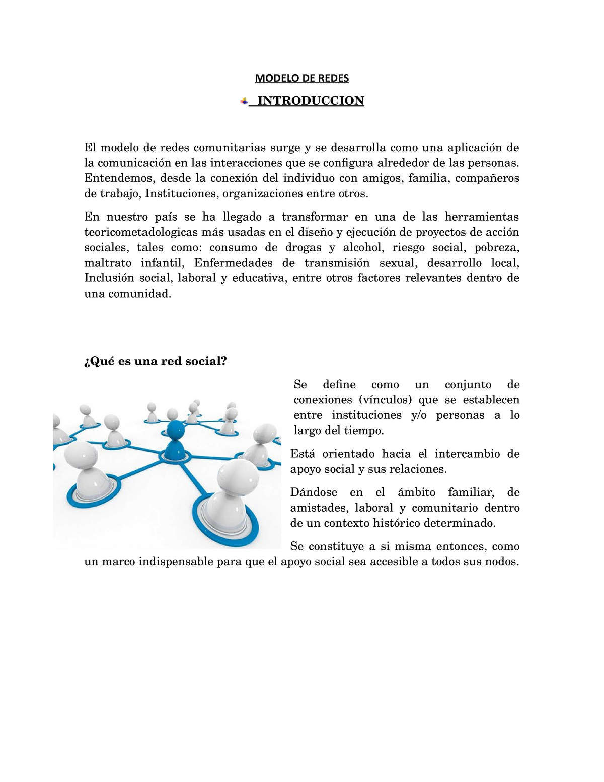 Modelo de Redes - MODELO DE REDES INTRODUCCION El modelo de redes  comunitarias surge y se desarrolla - Studocu