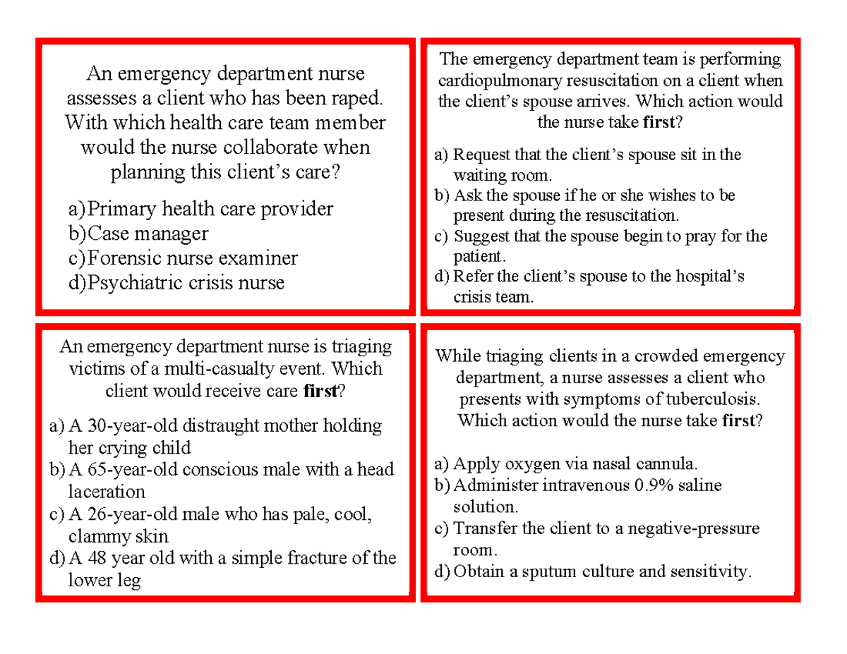 Ignatavicius Med-Surg Ch 10 Concepts of Emergency and Trauma Nursing ...