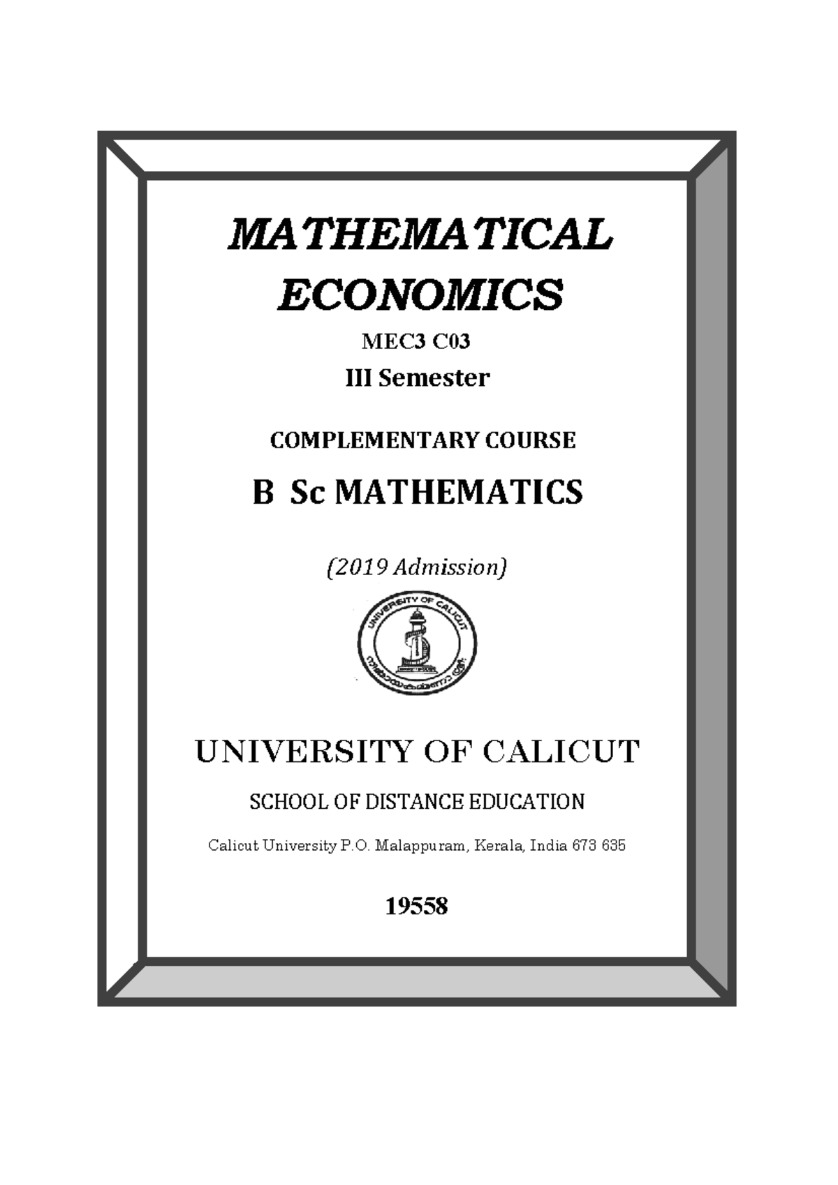 III Sem BSc Maths-Mathematical Economics - U Ca MA E CO B S NIVE SCHO ...