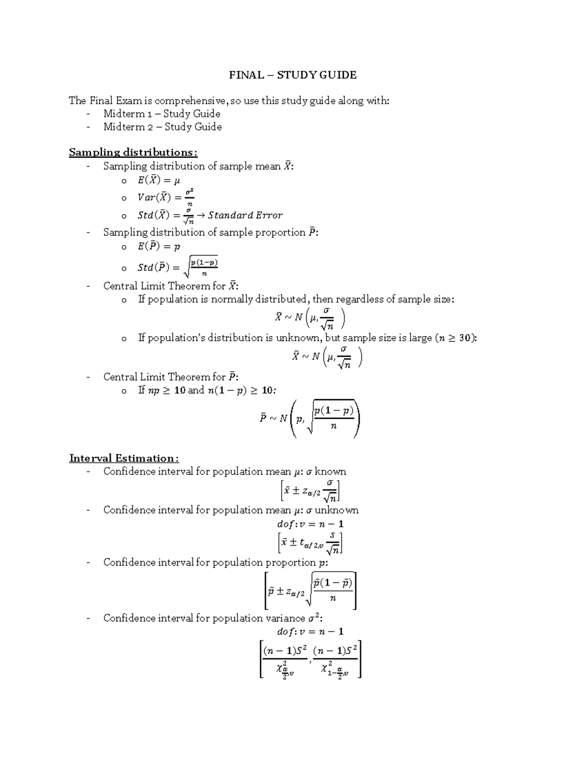 Final+-+ Study+ Guide - FINAL – STUDY GUIDE The Final Exam is ...