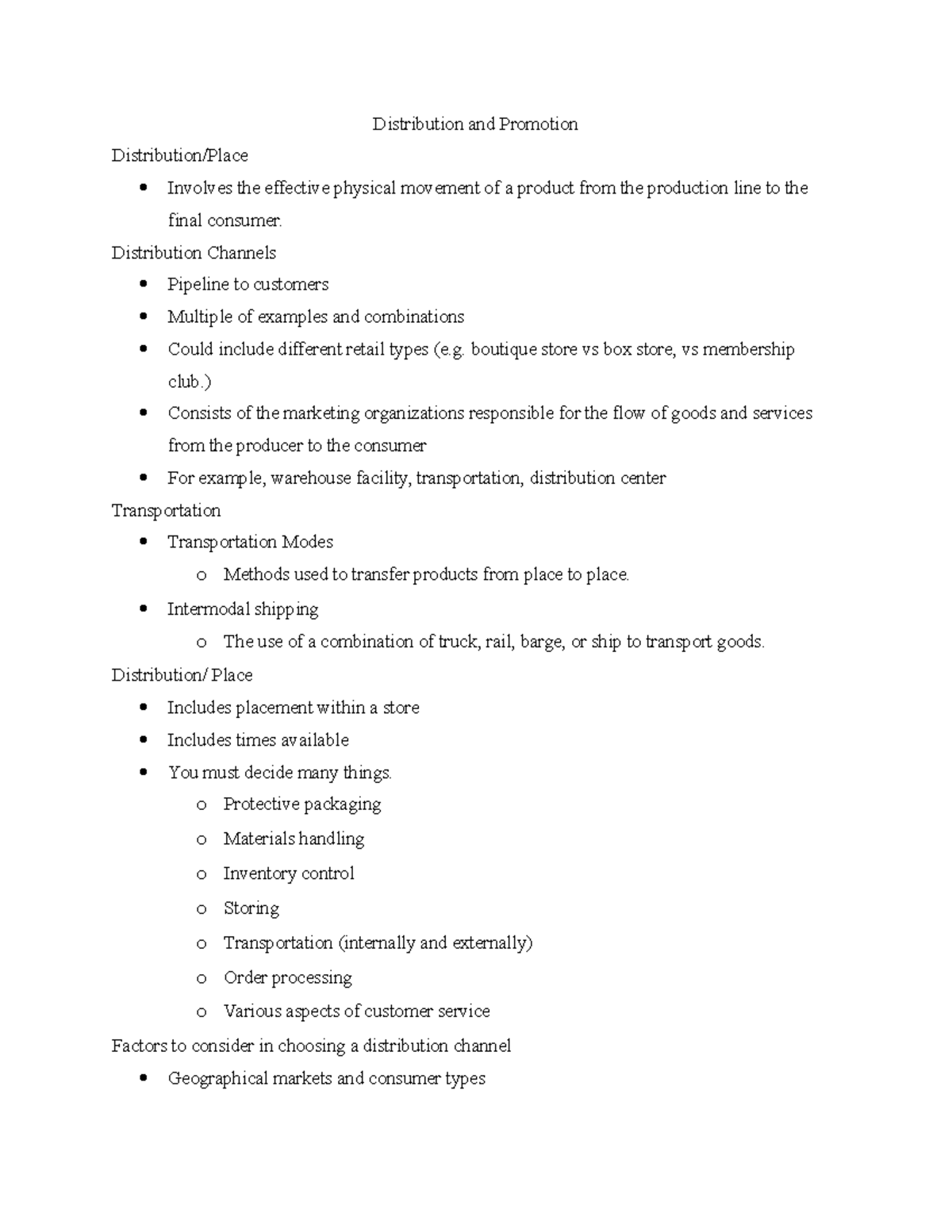 Distribution and Promotion Distribution and Promotion Distribution