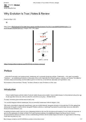 BIO120 Lecture 1 Notes - [Introduction to Evolutionary Biology ...