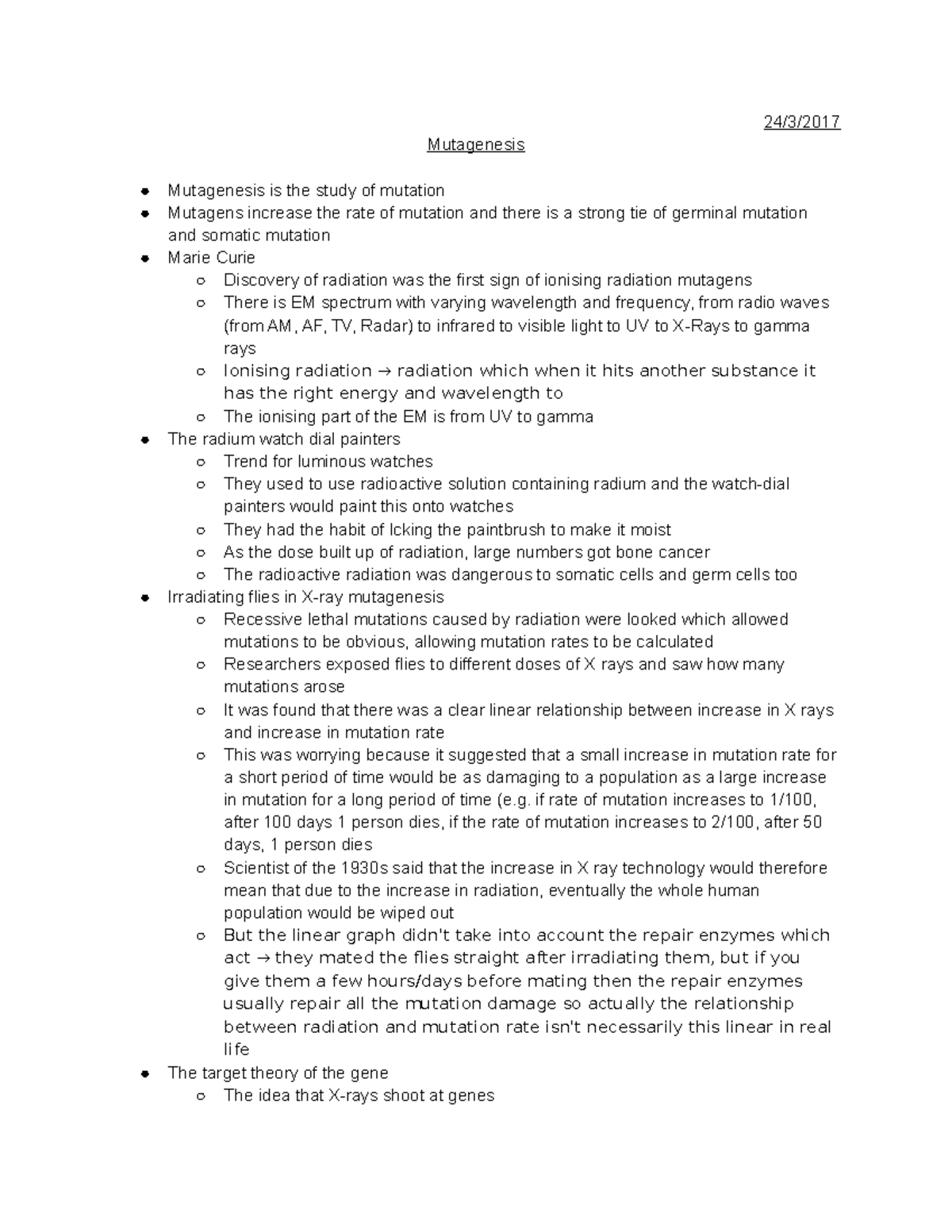 20. Mutangenesis - Lecture notes 20 - 24/3/ Mutagenesis Mutagenesis is ...
