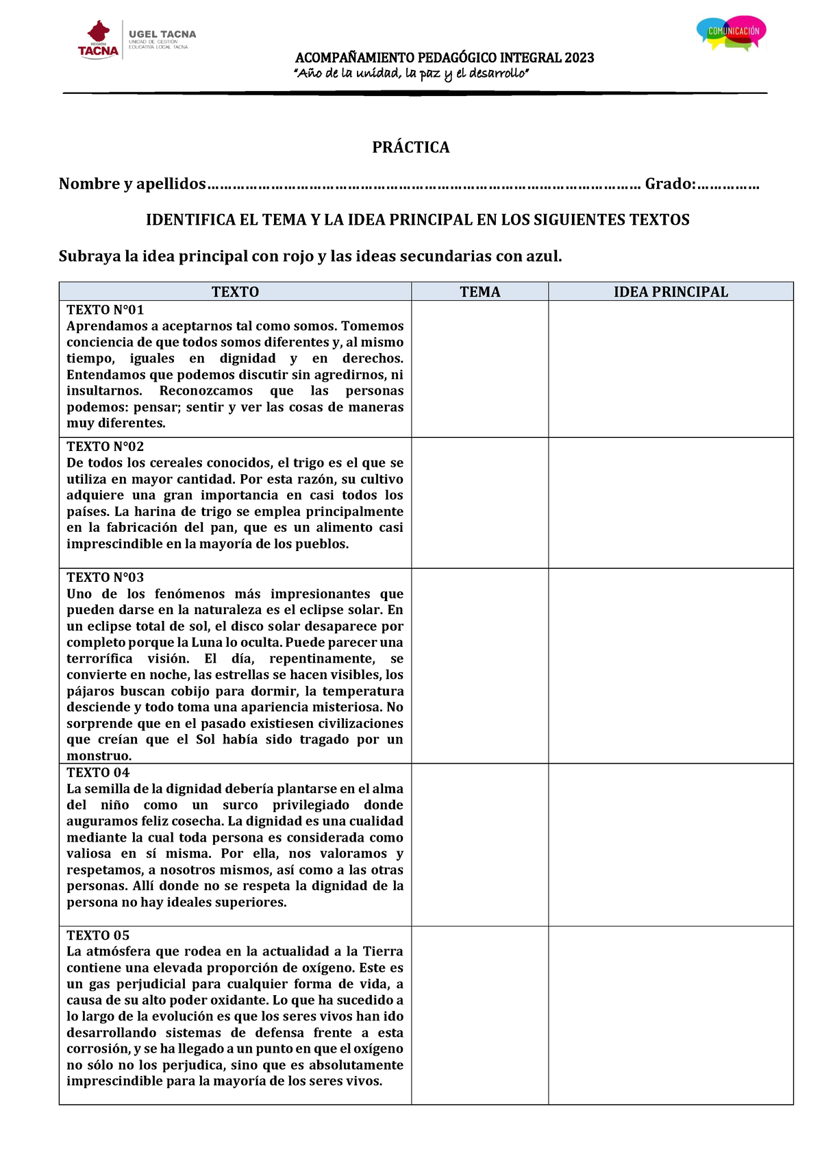 Práctica DEL TEMA E IDEA Principal- Solucionario - ACOMPA—AMIENTO PEDAG ...