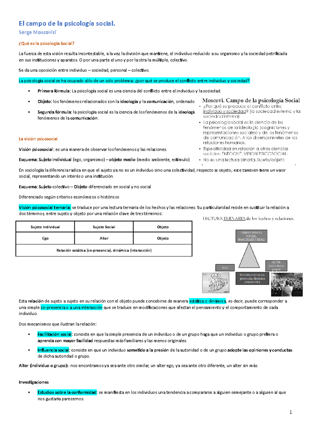 Resumen Autores Primer Parcial - El Campo De La Psicología Social ...