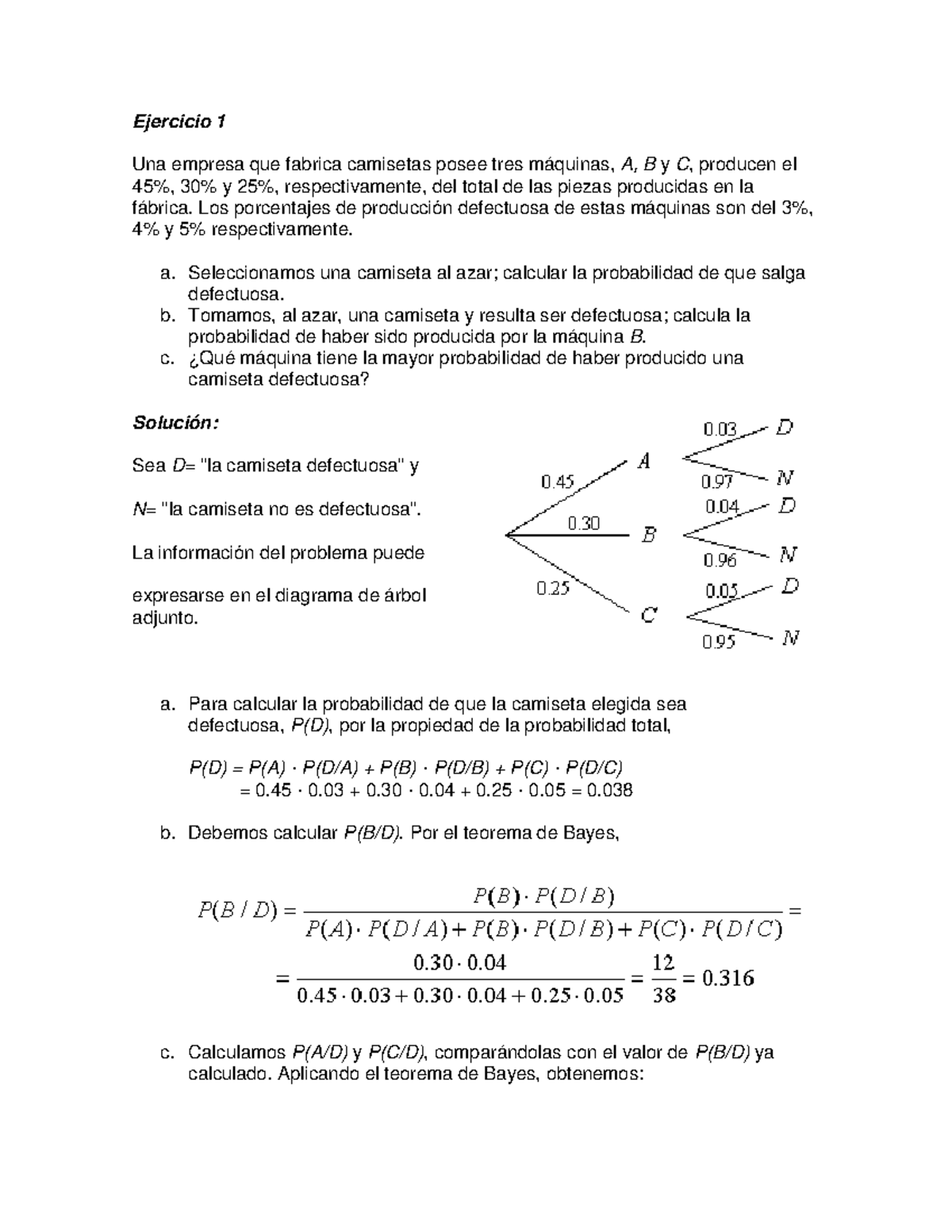 Ejemplos Resueltos Teorema De Bayes - Ejercicio 1 Una Empresa Que ...