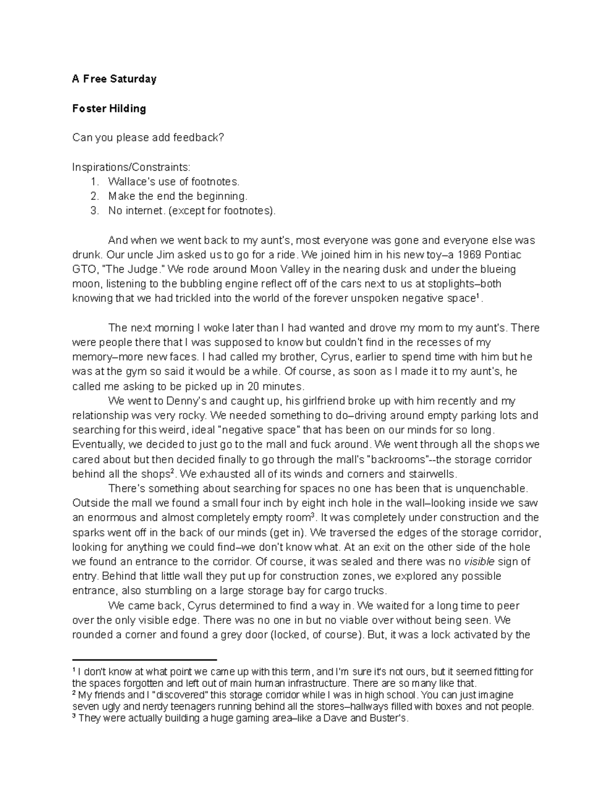 Microessay 2 - A Free Saturday Foster Hilding Can you please add ...