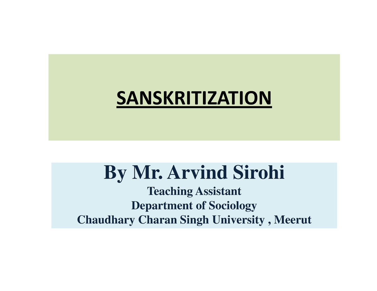 write a critical essay on sanskritization