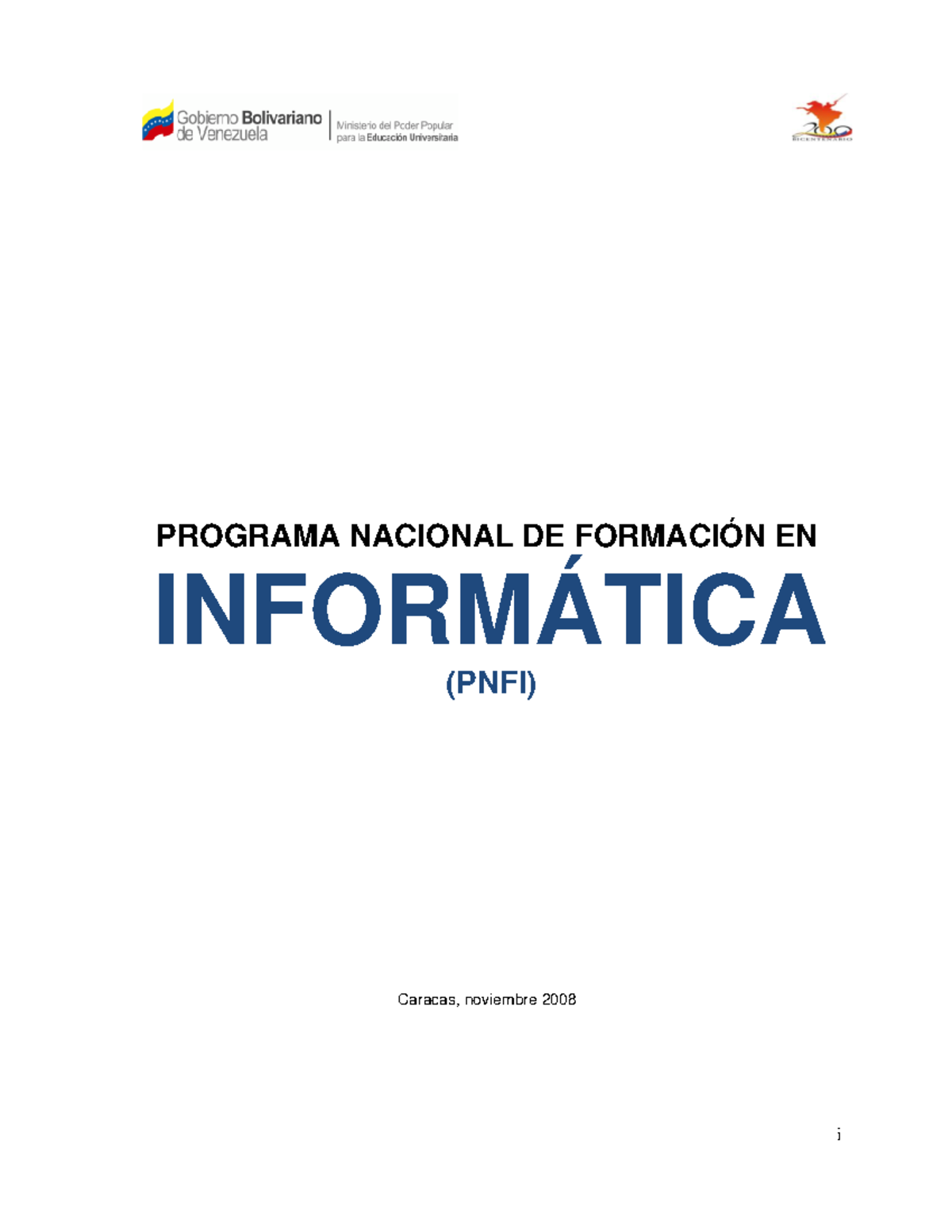 Documento Rector PNFI - estudio - i PROGRAMA NACIONAL DE FORMACIÓN EN ...