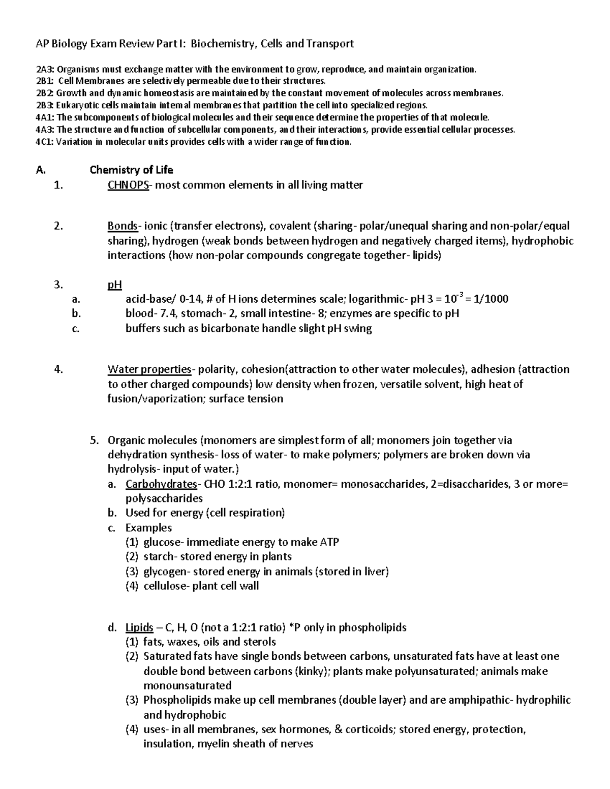 1st of 7 Review Packets, Biology Campbell practice test. - AP Biology ...