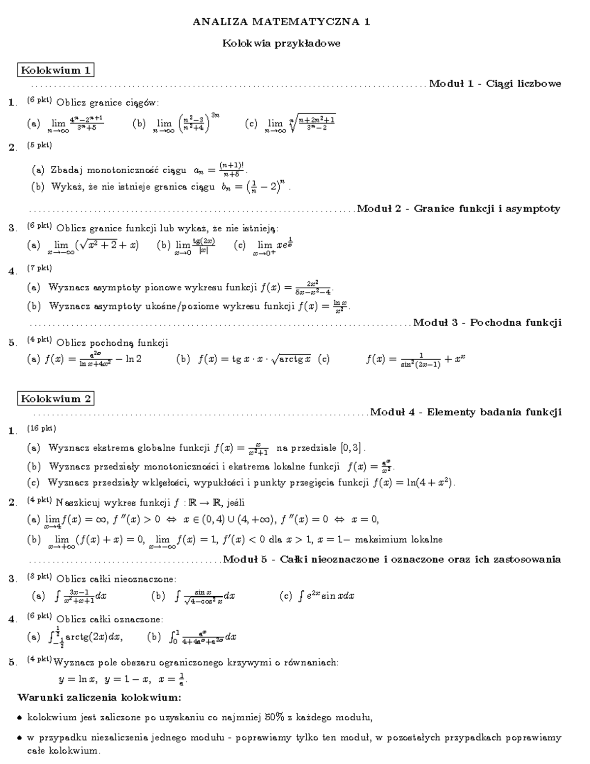 2020-AMI-zal-przyklad - ANALIZA MATEMATYCZNA 1 Kolokwia Przyk ̃adowe ...