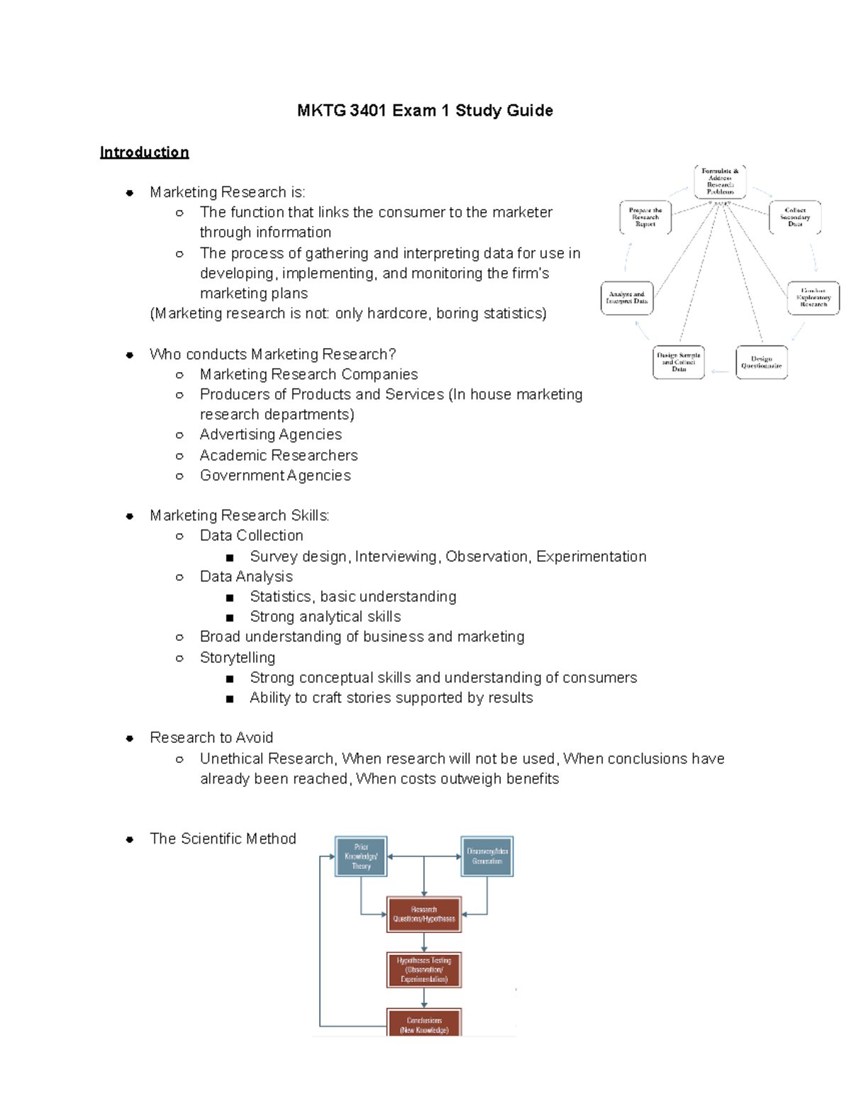 MKTG Exam 1 Study Guide - MKTG 3401 Exam 1 Study Guide Introduction ...