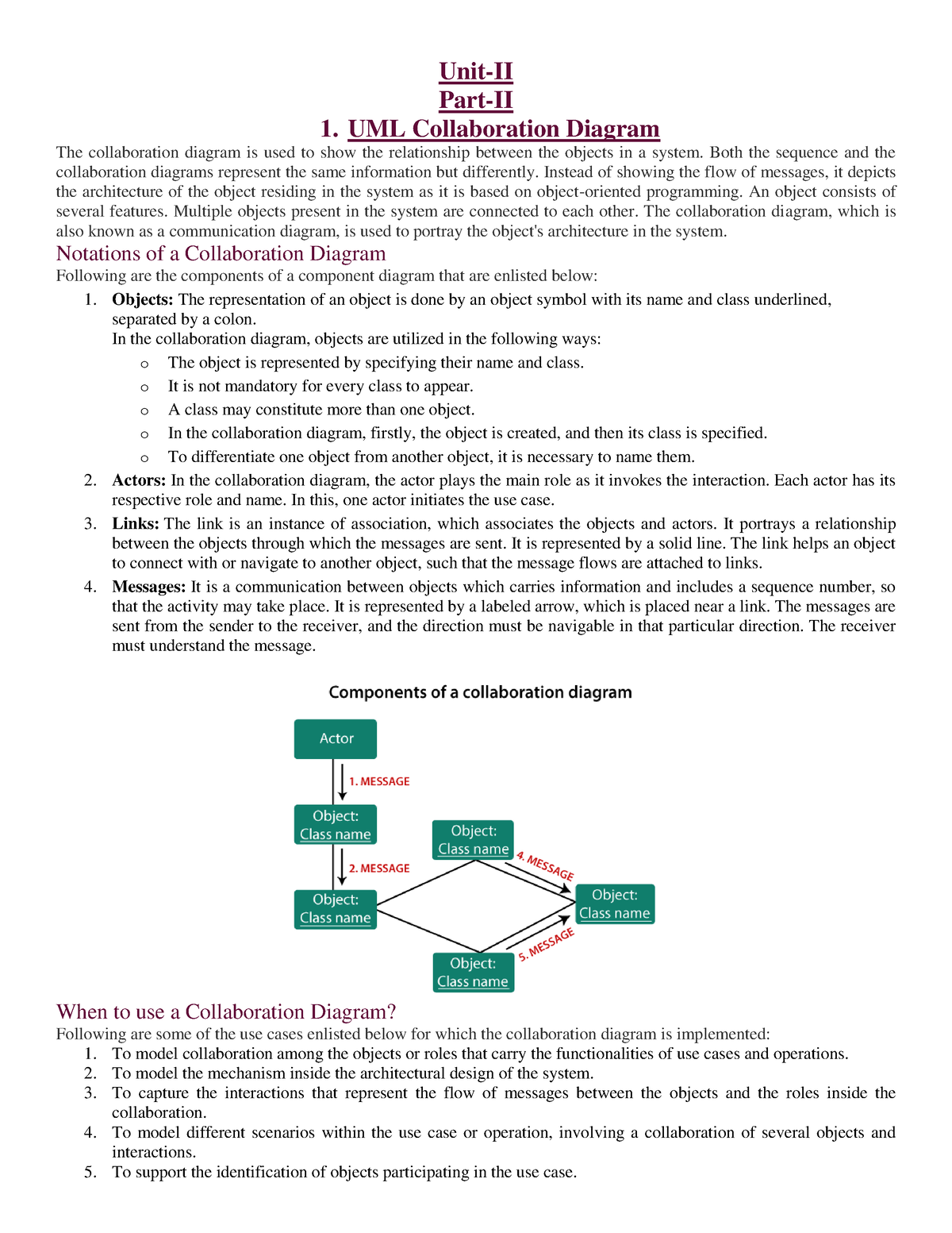 Unit2(b) - Lecture Notes - Unit-II Part-II 1. UML Collaboration Diagram ...