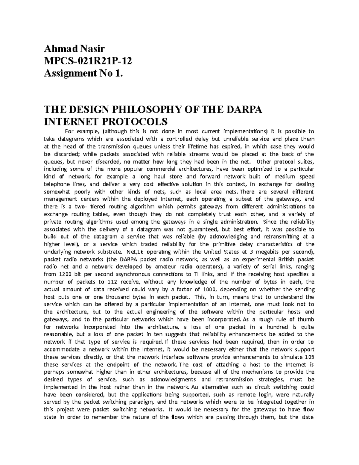 Assignment No 1 Summaries For advance Computer Networking - Ahmad Nasir ...
