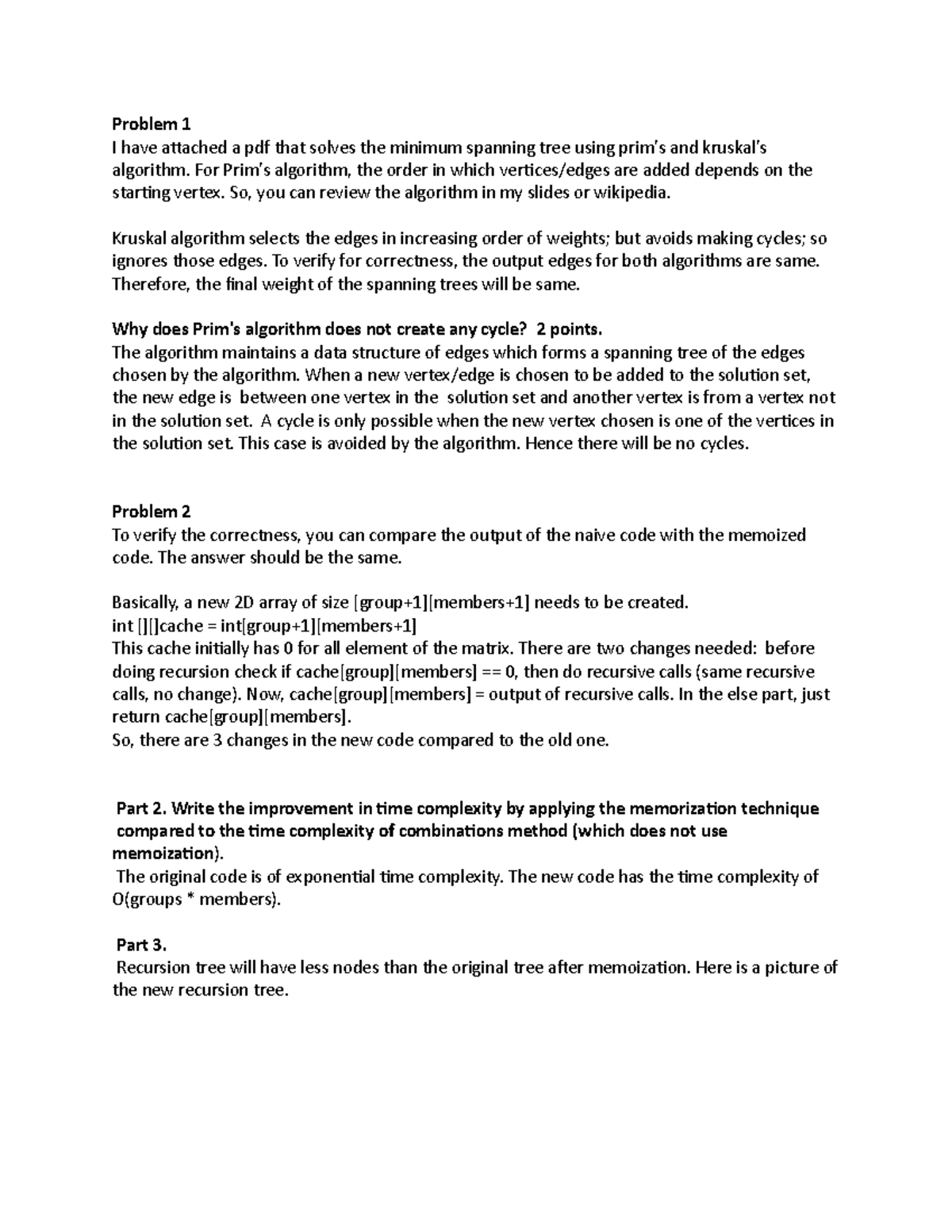 Solution MST dynamic prog hw - Problem 1 I have attached a pdf that ...