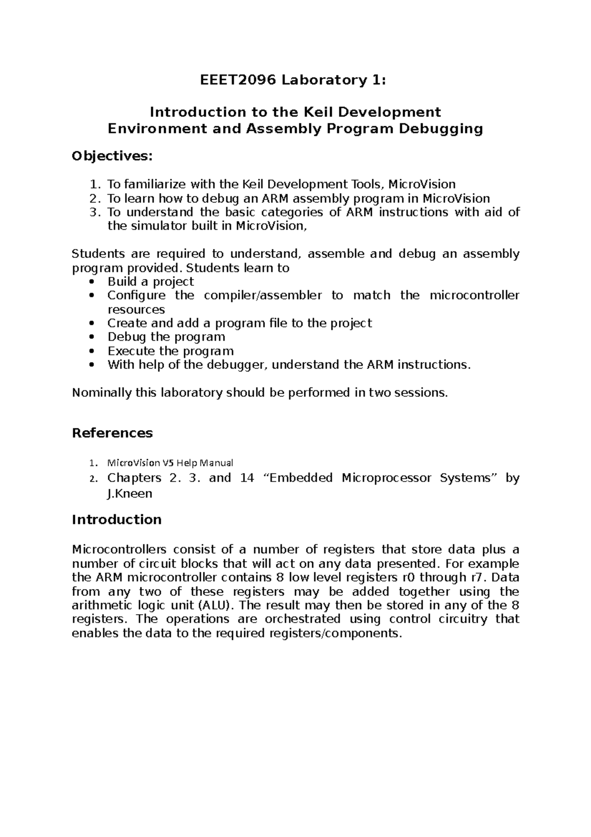 Lab+1 Start Assembly - EEET2096 Laboratory 1: Introduction to the Keil ...