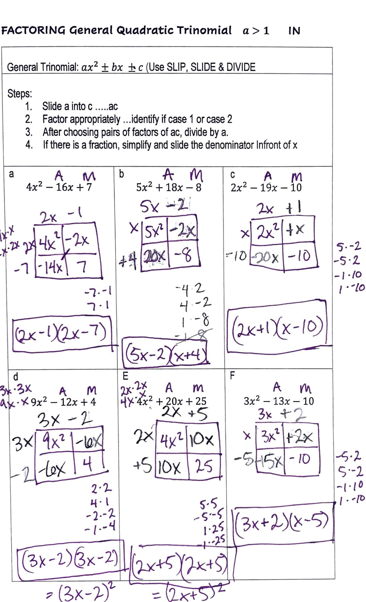 Factoring General Quadratic Trinomial Factorinci Cieneral Quadratic Trinomial A 1 In General 5931