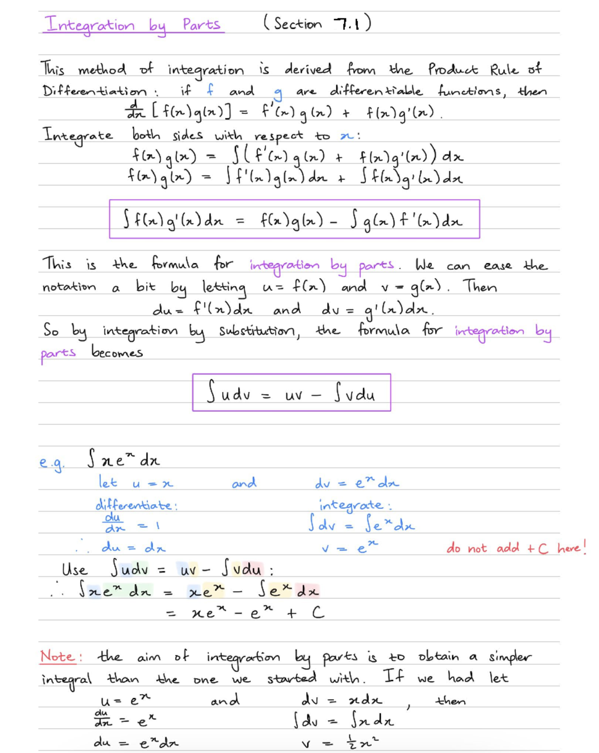 3. Integration by Parts - Integration Parts (Section 7) This method of ...