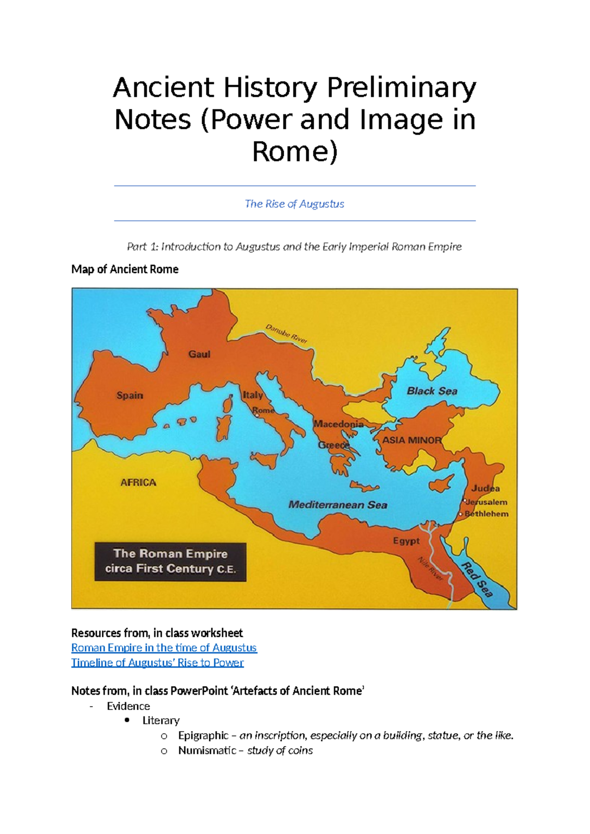 Ancient History Preliminary Notes (Power and Image in Rome) copy ...