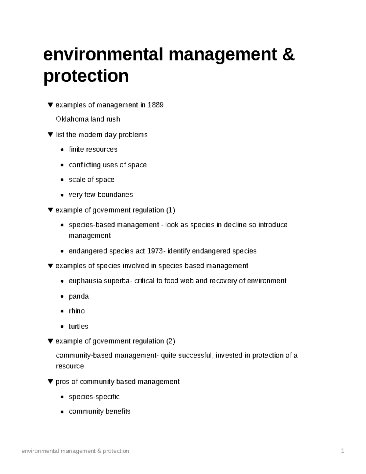 Environmental management protection - BIOL2039 - Studocu