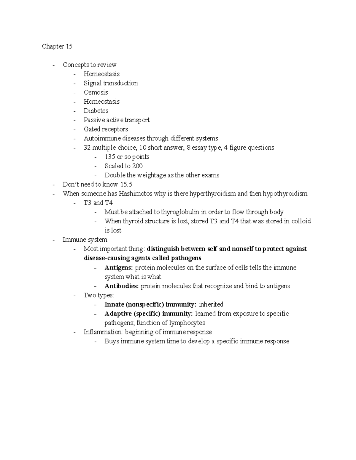 Chapter 15 - Chapter 15 Concepts to review Homeostasis Signal ...