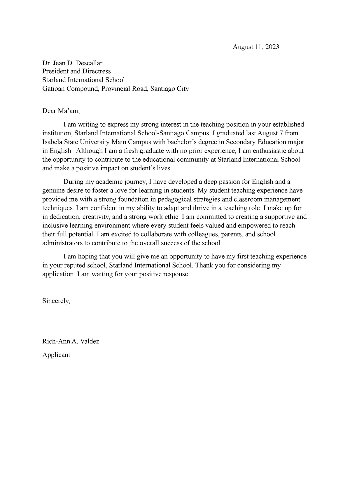 Application-letter - 340 Lorimar 2 English Major Reviewer 1 - VOLUME ...