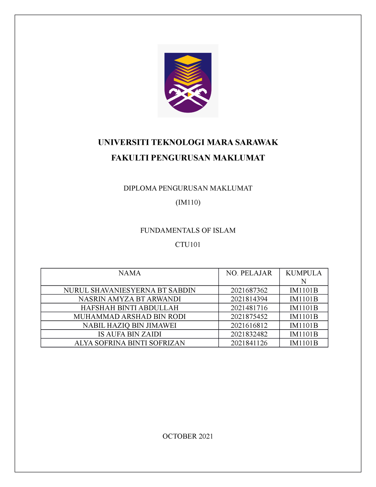 contoh assignment ctu101 uitm