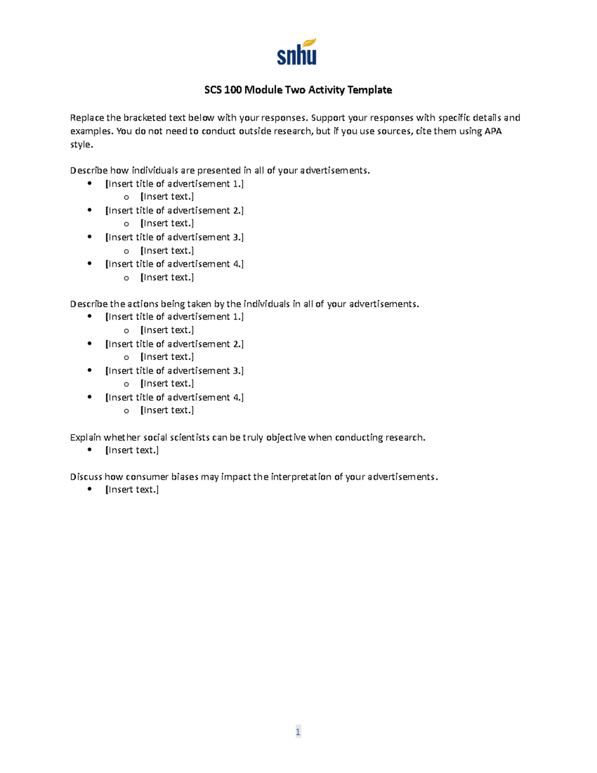 SCS 100 Module Two Activity Template - SCS 100 Module Two Activity ...