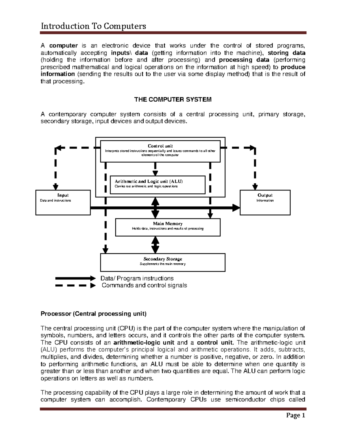 Introduction to Computers - A computer is an electronic device that ...